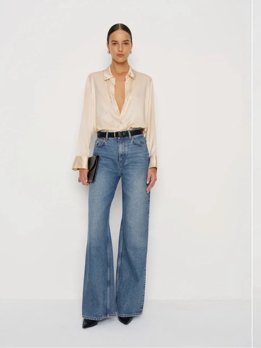 NWTO Reformation Cary High Rise Slouchy Wide Leg Jeans